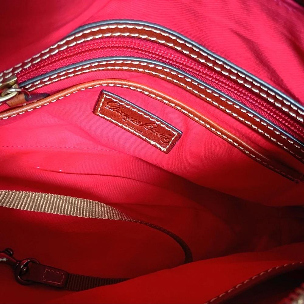 Dooney & Bourke Womens Kiley Orange Peach Pebbled Leather Red Liner Hobo Handbag